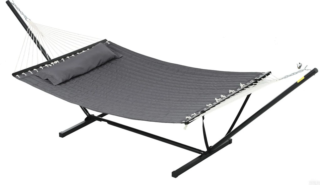 Outsunny Hamac com Suporte de Aço e Almofada 368x140x110 cm Cinza Escuro | Aosom Portugal