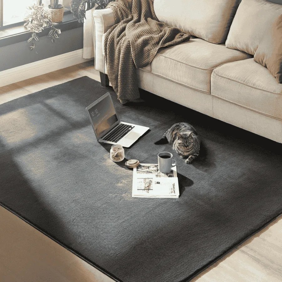 Tapete para sala de estar antiderrapante 160 x 230 cm cinza antracite