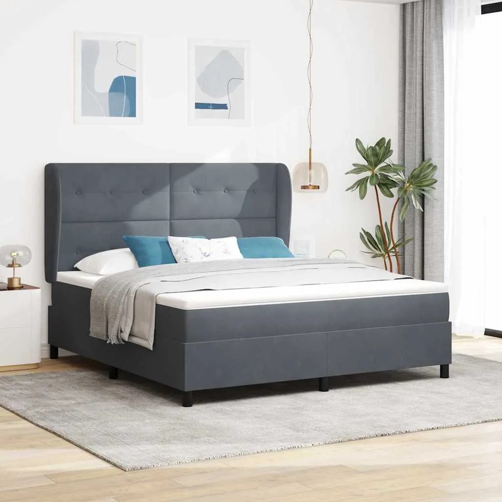 vidaXL Cama Box com colchão Cinza Escuro 200 x 180 cm Poliéster