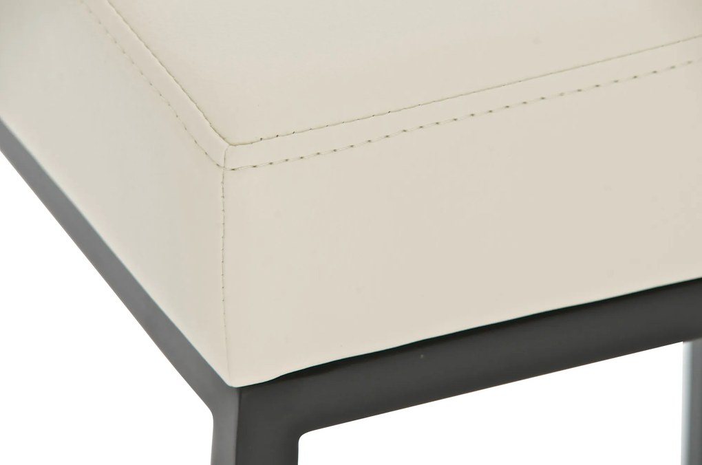 Banco de bar Montreal em couro sintético e com estrutura preta 37 x 78 x 37 cm Creme