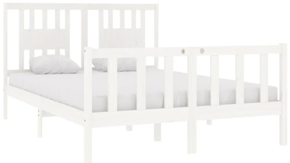 Estrutura de cama 140x190 cm madeira maciça branco