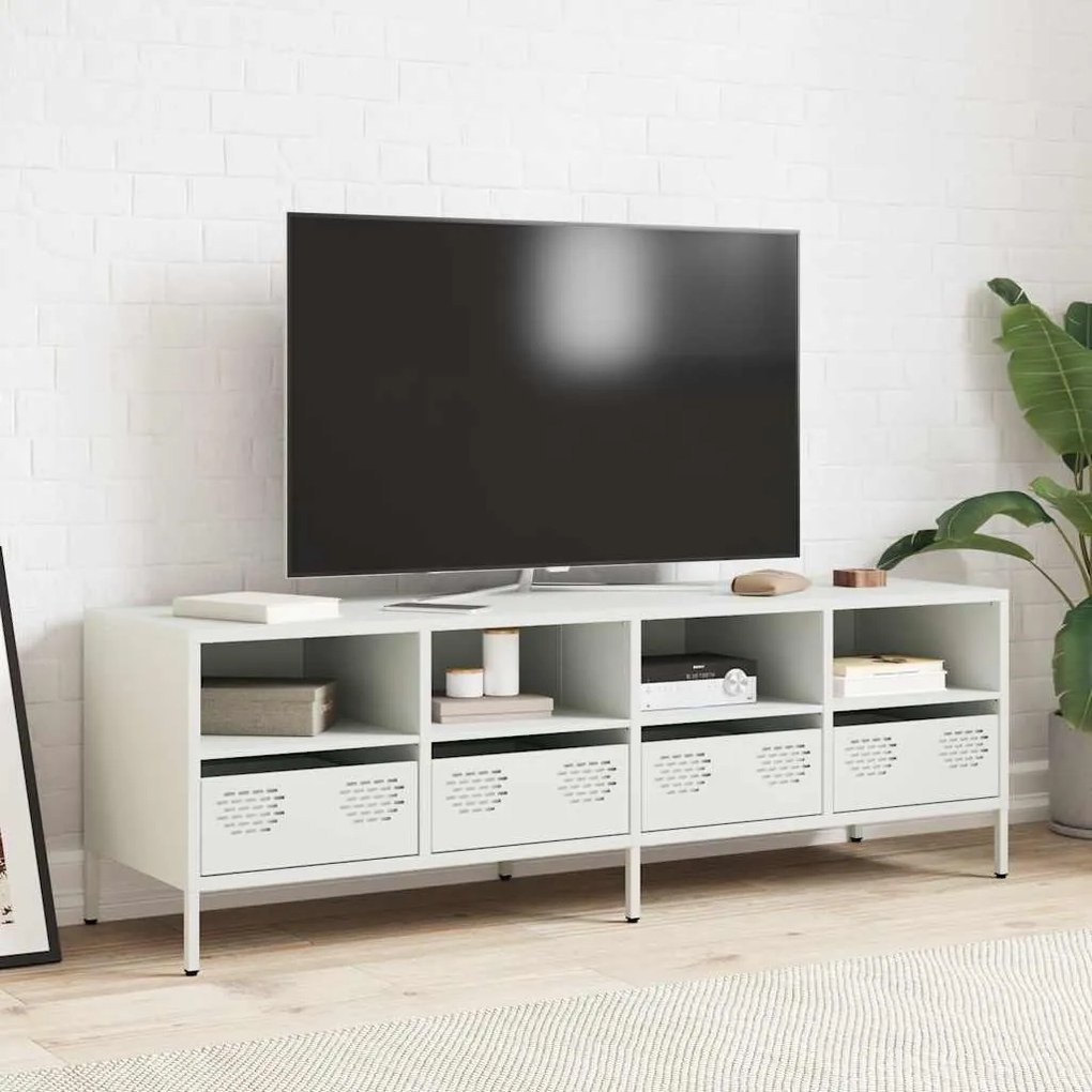 Móvel de TV 135x39x43,5 cm aço laminado a frio branco