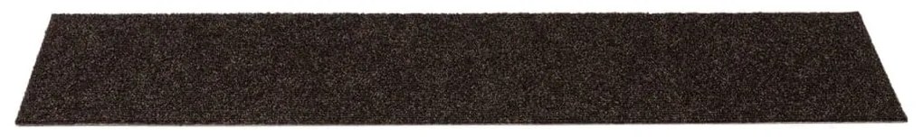 Tapetes escada adesivos retang. 15 pcs 76x20 cm castanho-escuro