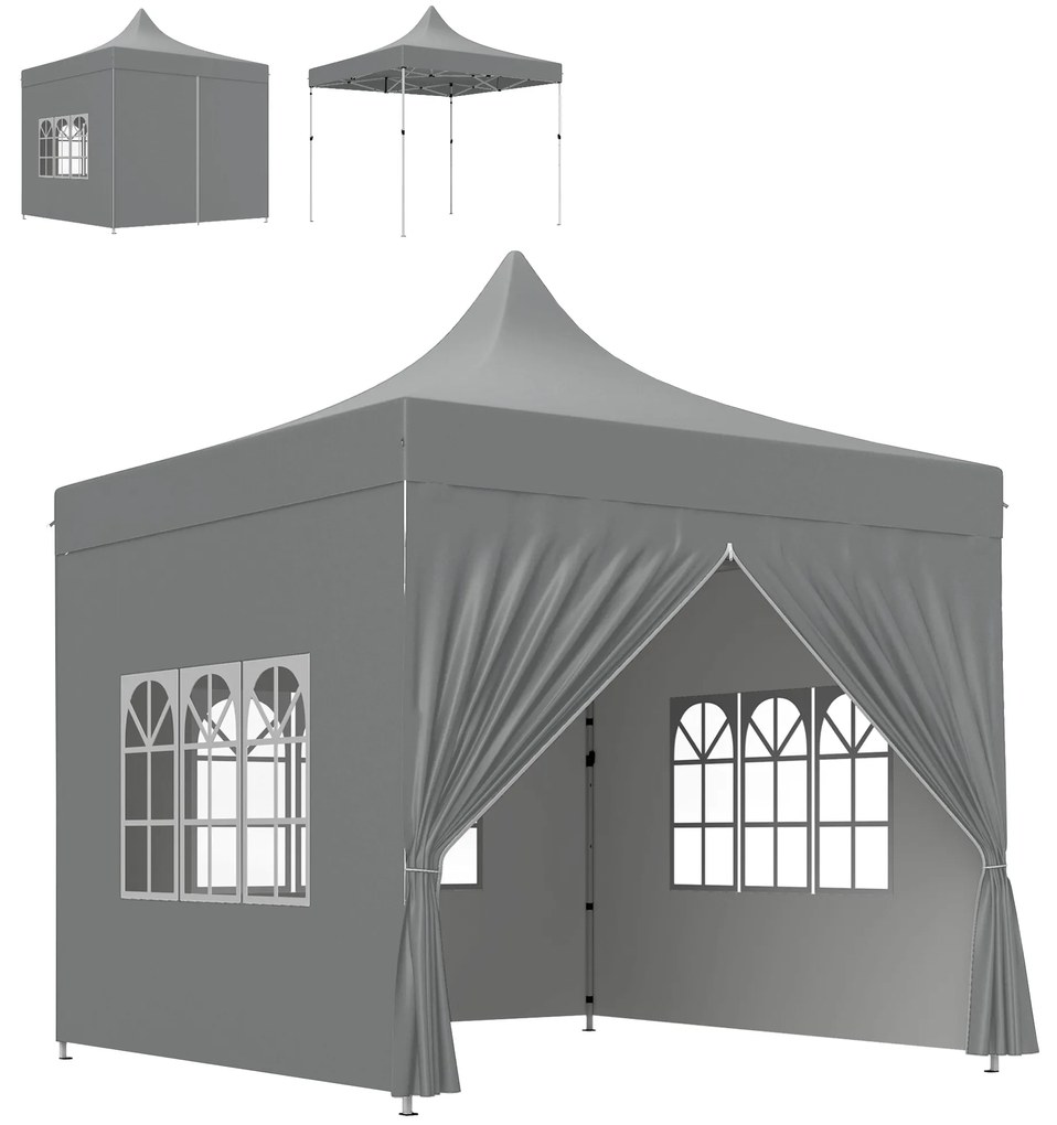 Tenda Dobrável Pop-Up 3x3 m Tenda Dobrável com 4 Paredes Laterais Anti
