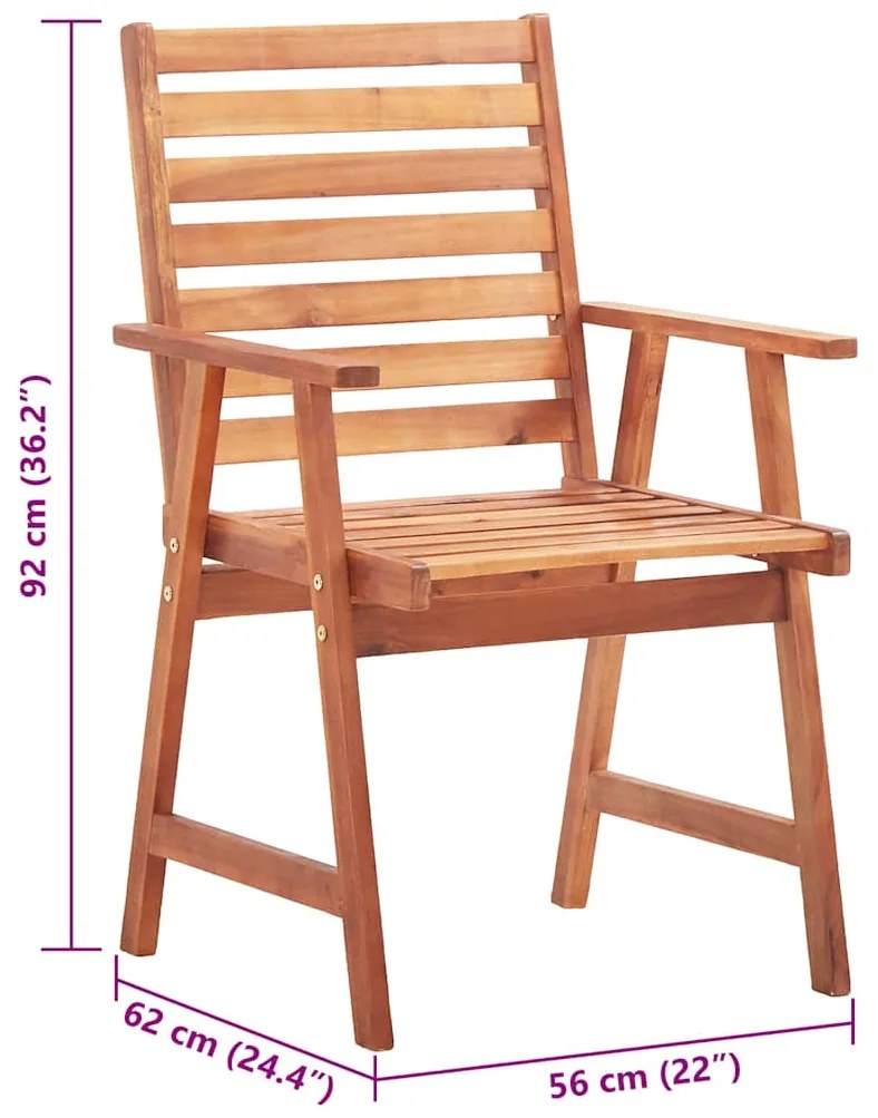Cadeiras de jantar p/ jardim 3 pcs c/ almofadões acácia maciça