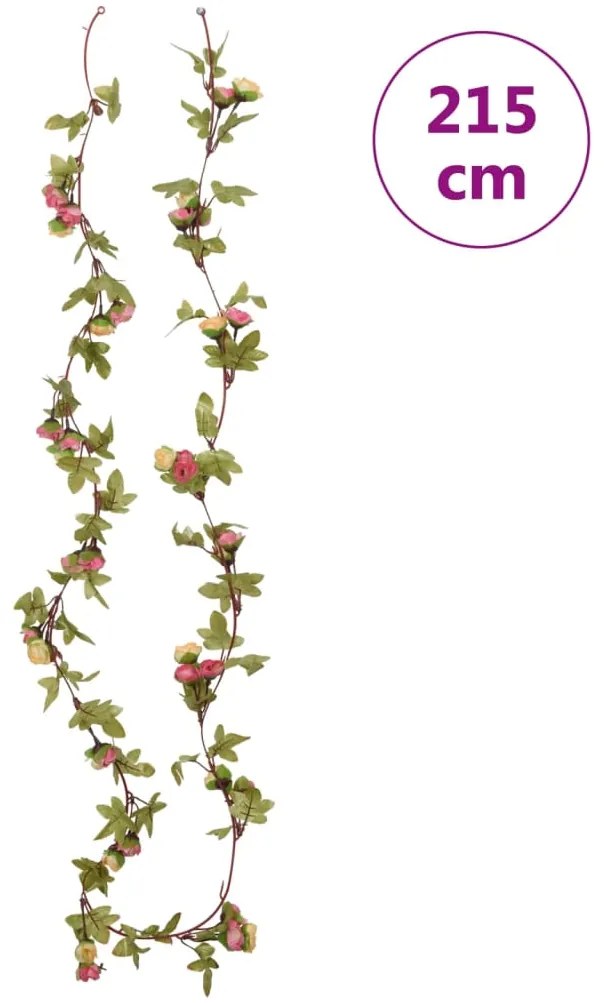 Grinaldas de flores de Natal 6 pcs 215 cm rosa
