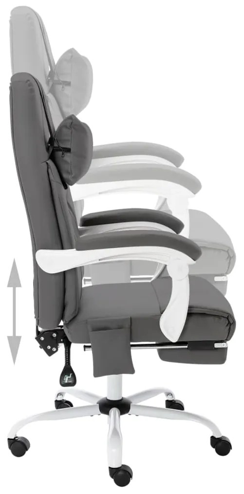 Cadeira escritório c/ função massagem couro artificial cinzento
