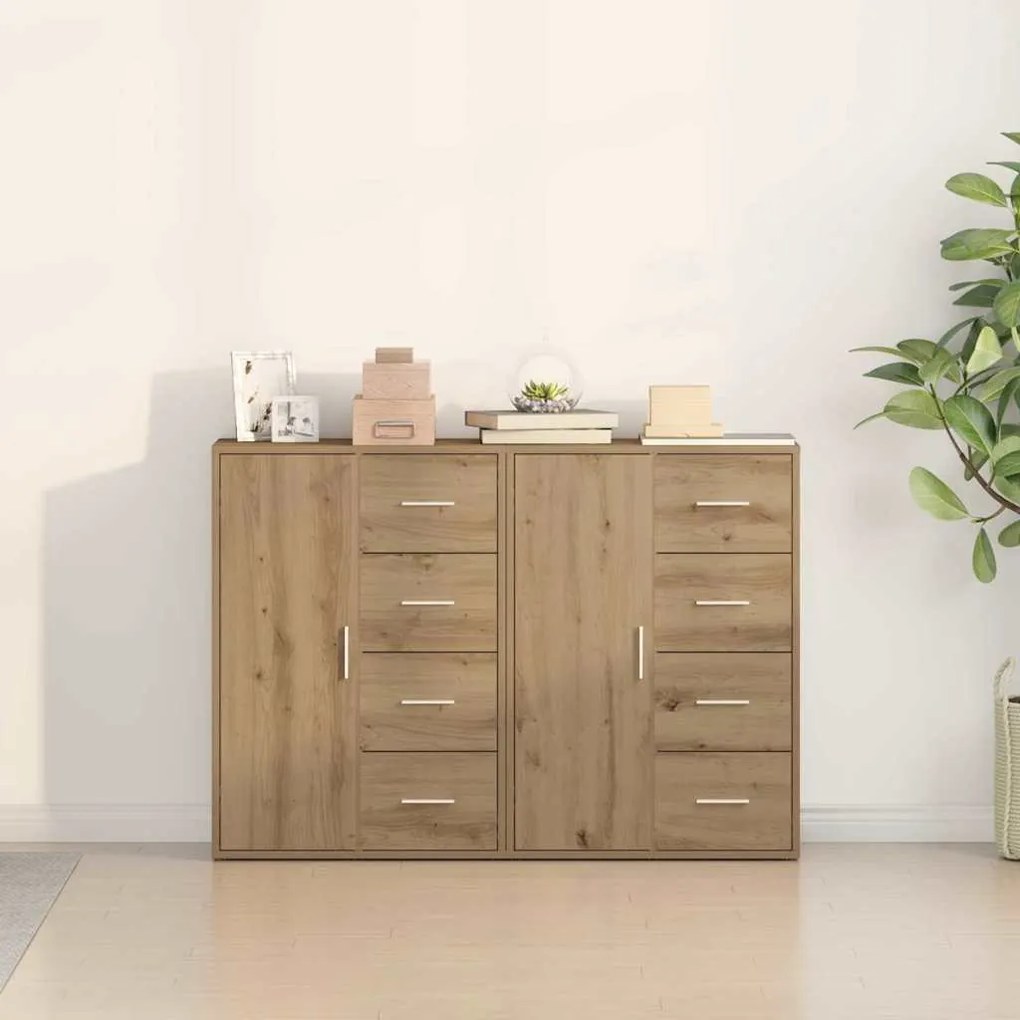 Buffets 2 pcs Carvalho Artesanal 60x31x84 cm Madeira de Engenharia