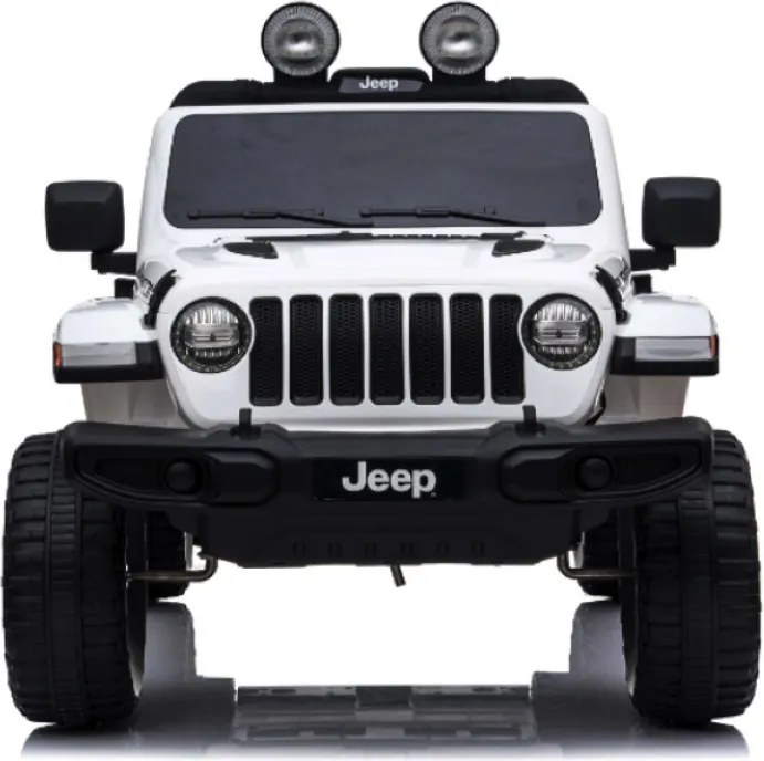 Carro elétrico para crianças até 5 anos Jeep Wrangler Rubicon, 12V, pneus EVA, com bateria de lítio, controlo remoto Branco