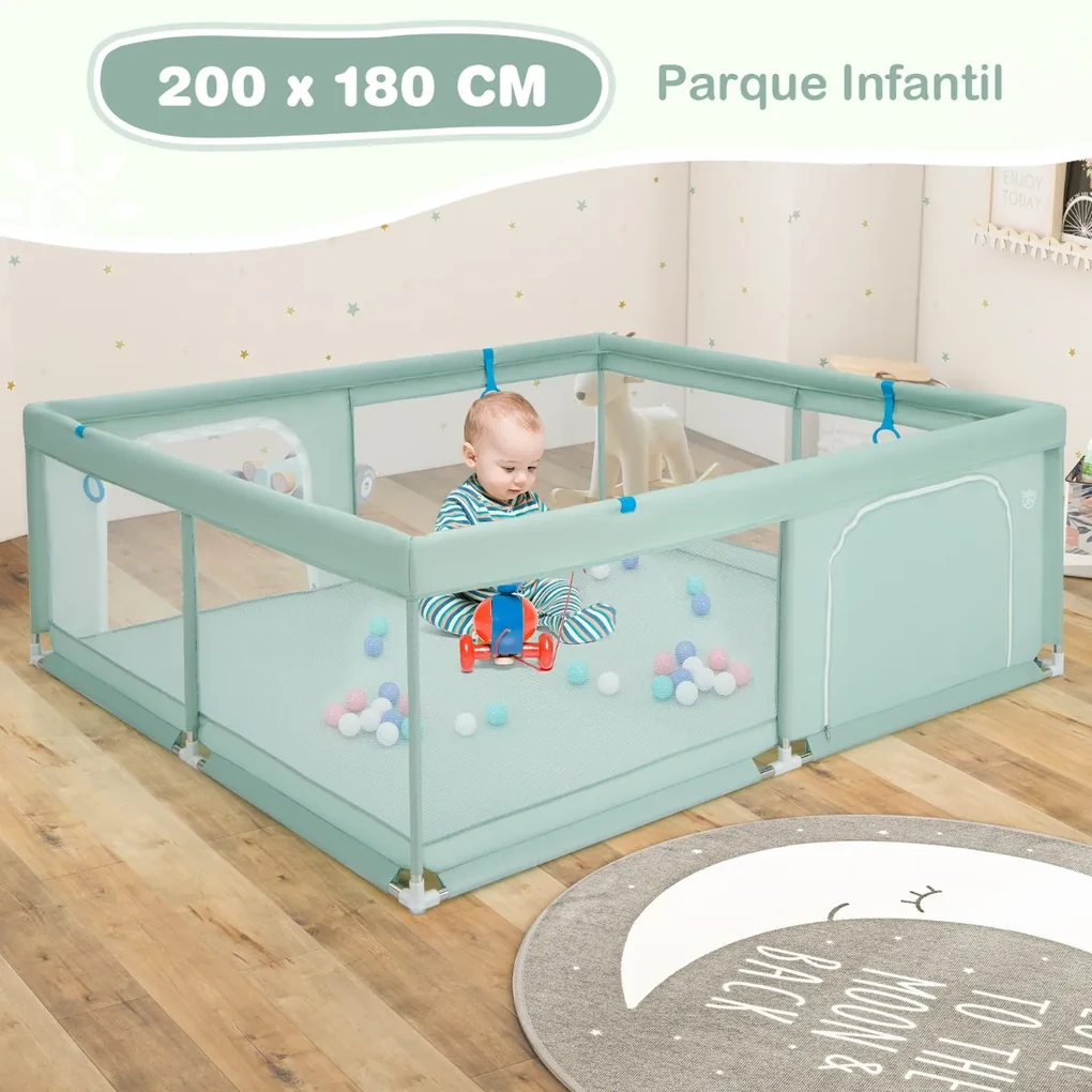 Parque para bebé, parque infantil para bebé, 200 x 180 x 68 cm, Oxford para  crianças, grande espaço para crianças, cerca de segurança com porta de