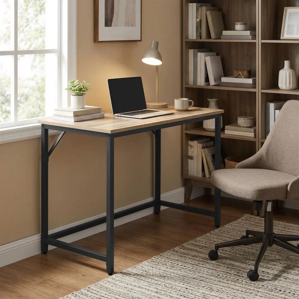 Secretaria 100 x 50 x 76 cm castanho-camelo e preta