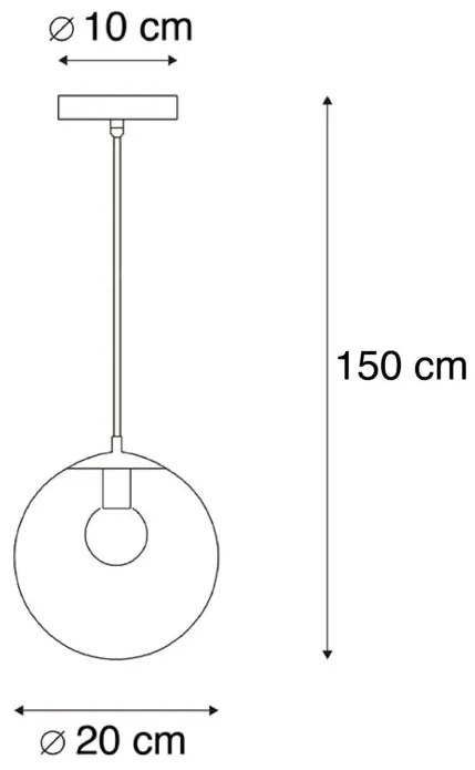 LED Candeeiro de suspensão inteligente preto com vidro dourado 20 cm incl. Wifi A60 - Pallon Art Deco