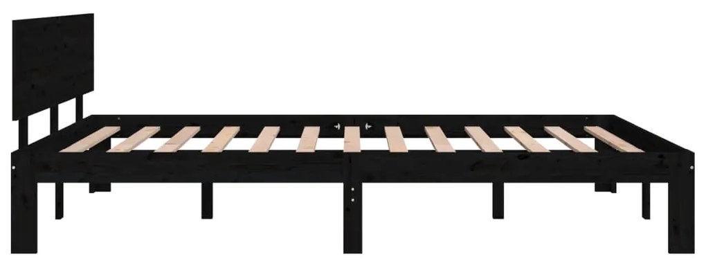 Estrutura de cama 140x200 cm pinho maciço preto