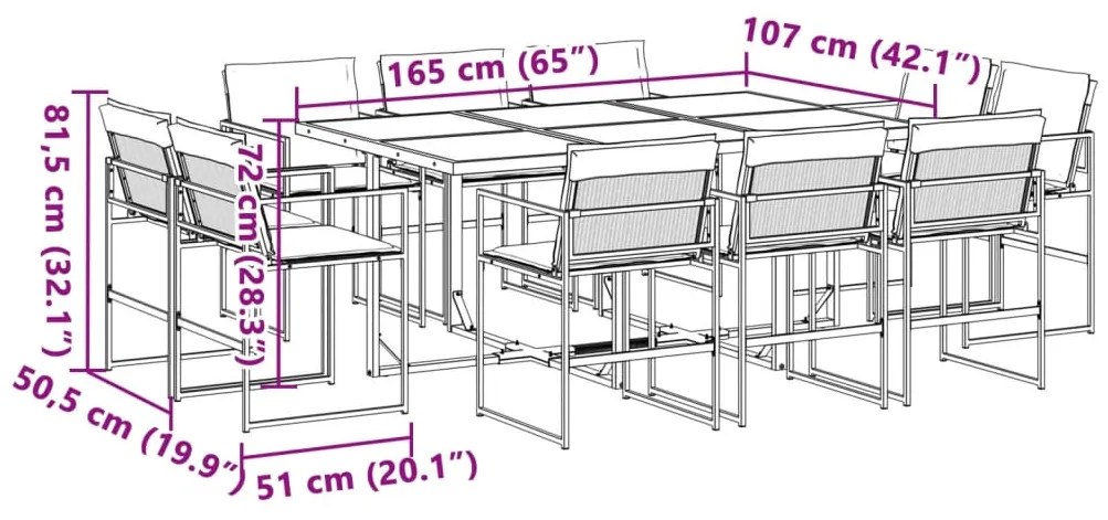 11 pcs conj. de jantar p/ jardim c/ almofadões textilene branco