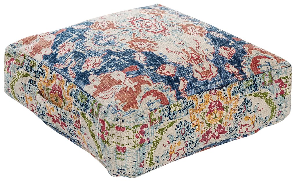 Pufe de algodão multicolor 50 x 50 x 20 cm OUED Beliani