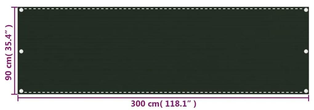 Tela de varanda 90x300 cm PEAD verde-escuro
