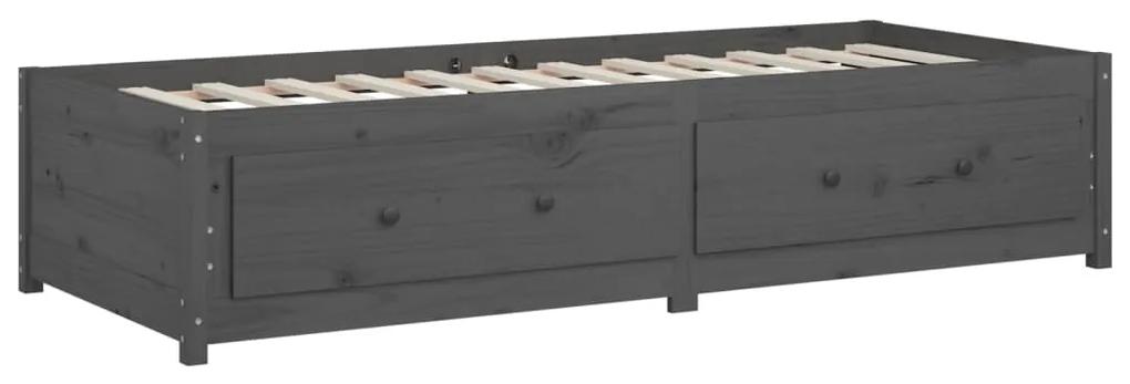 Sofá-cama de solteiro 90x190 cm madeira de pinho maciça cinza