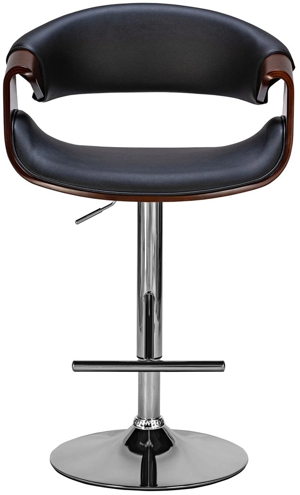 Banco de bar Foley em couro sintético com estrutura cromada 95-116 x 60 x 52 Castanho + Preto