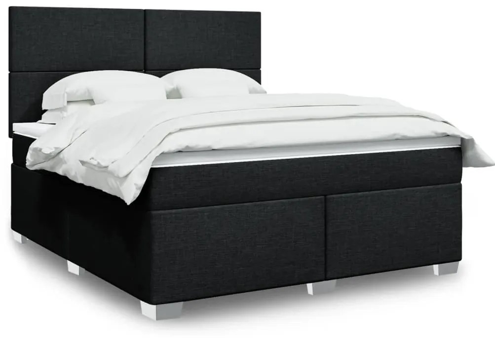 Cama com molas/colchão 180x200 cm tecido preto
