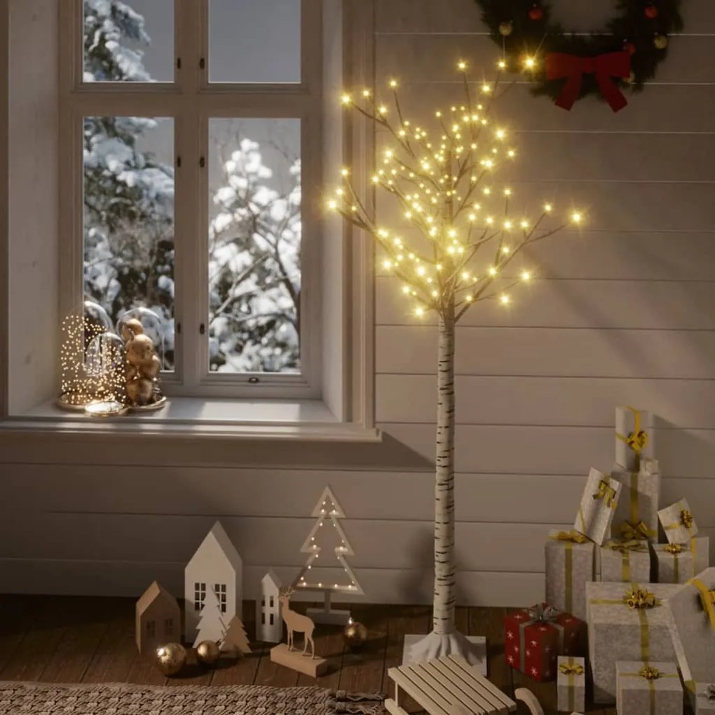 328676 vidaXL Árvore de Natal 140 LEDs salgueiro int./ext. 1,5m branco quente