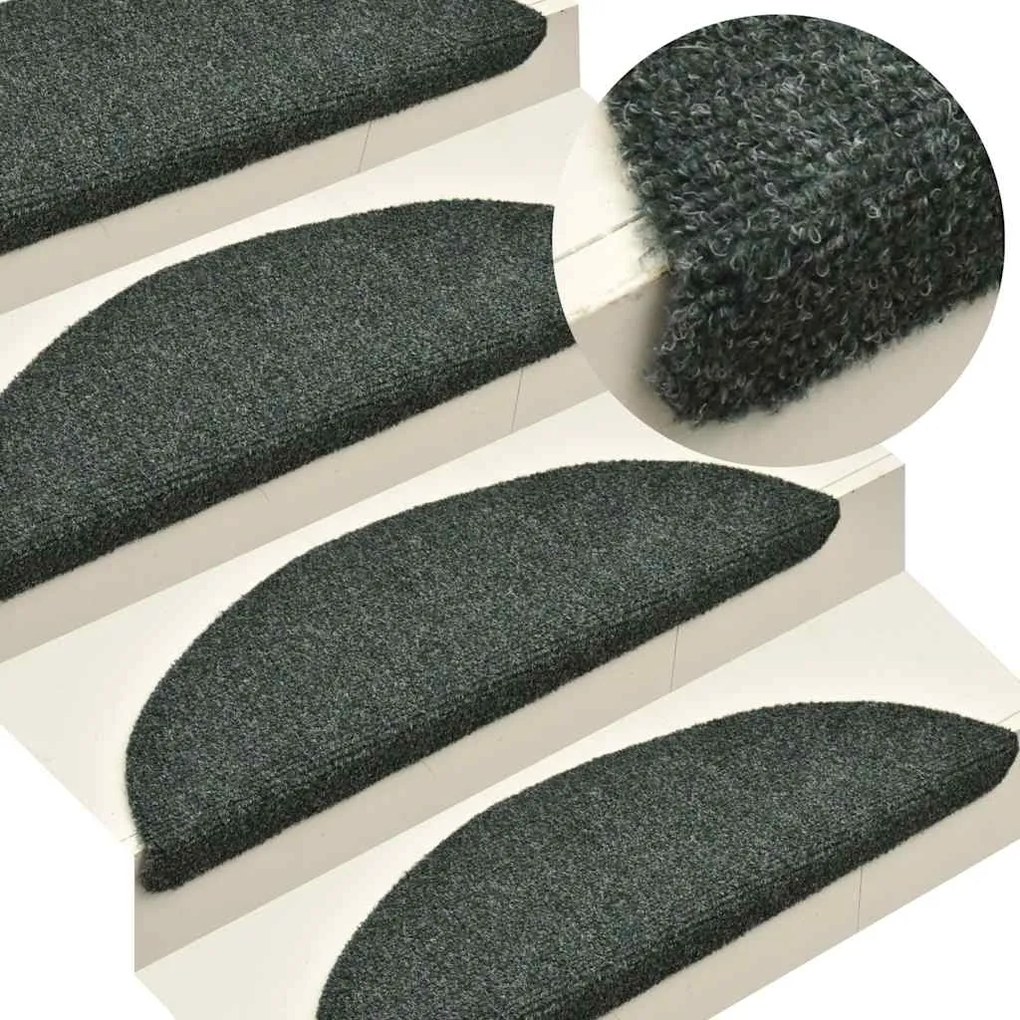 Tapetes de escada autoadesivos 30 pcs 65x21x4 cm verde