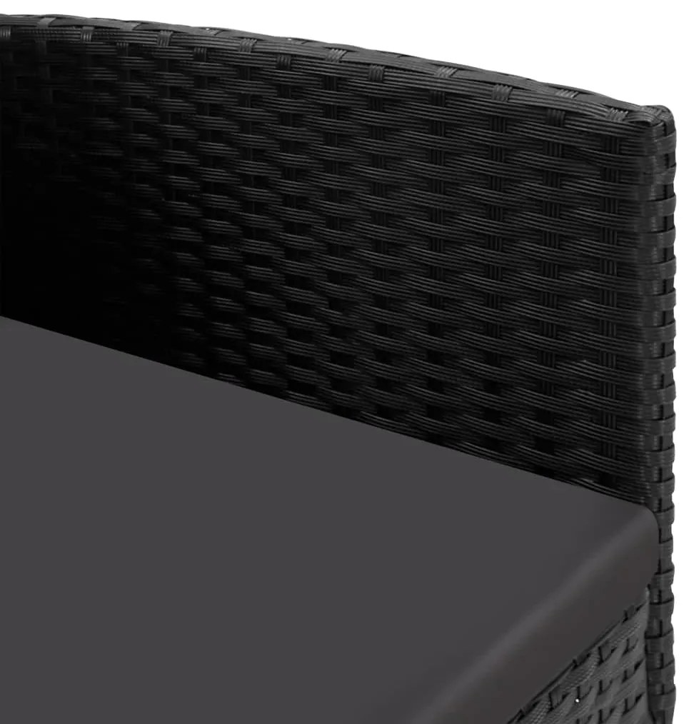 Cadeiras de jardim com almofadões pretos 4 pcs vime PE preto