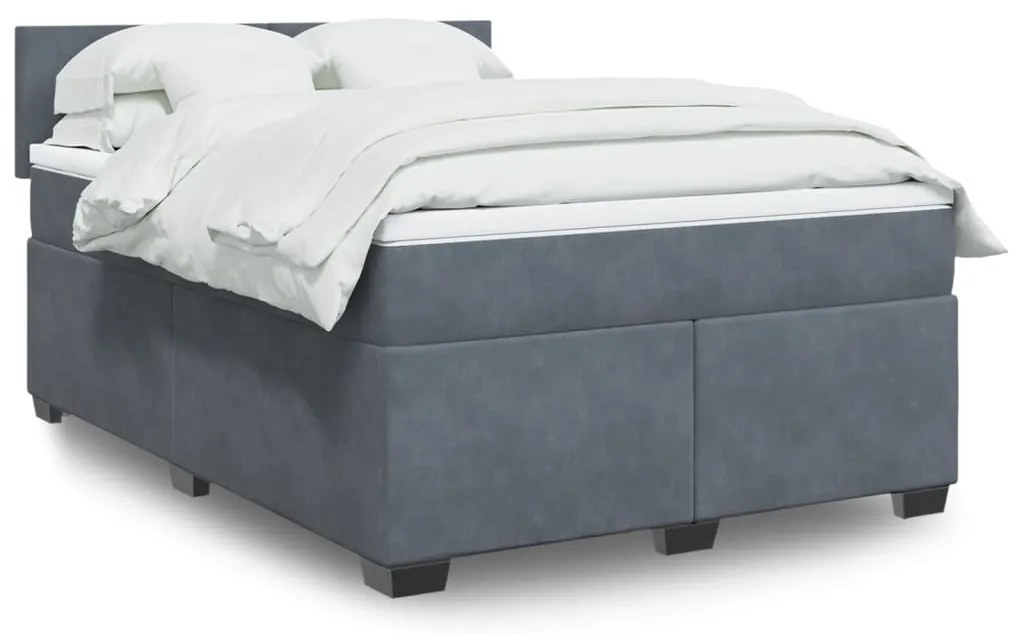 vidaXL Cama com molas/colchão 160x200 cm veludo cinzento-escuro