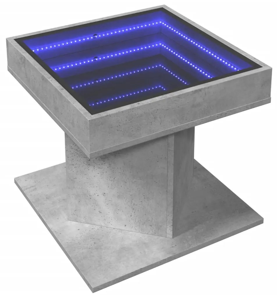 Mesa de centro c/ LEDs 50x50x45 cm madeira processada