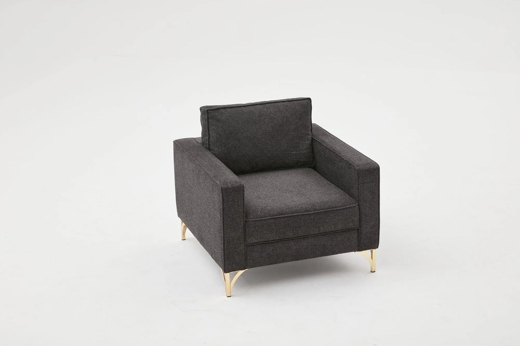 Sofá de 1 Lugar Berlin – Antracite Dourado – 90x83x91 cm