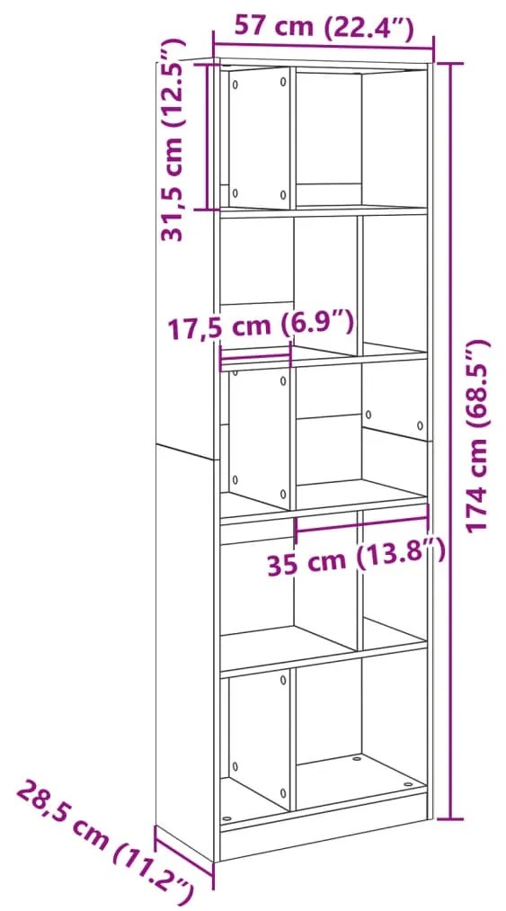 Estante 57x28,5x174 cm derivados de madeira cinzento cimento