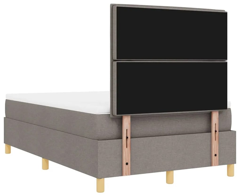 Cama Box Spring com Colchão &amp; LED Taupe 120x190 cm Tecido