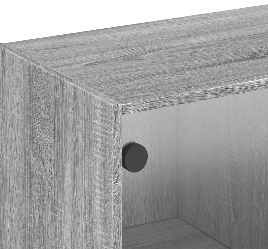 Armário de parede c/ portas de vidro 102x37x35 cm cinza sonoma