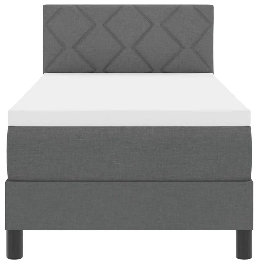 Cama Box com Colchão Cinza Escuro 80x200 cm Tecido