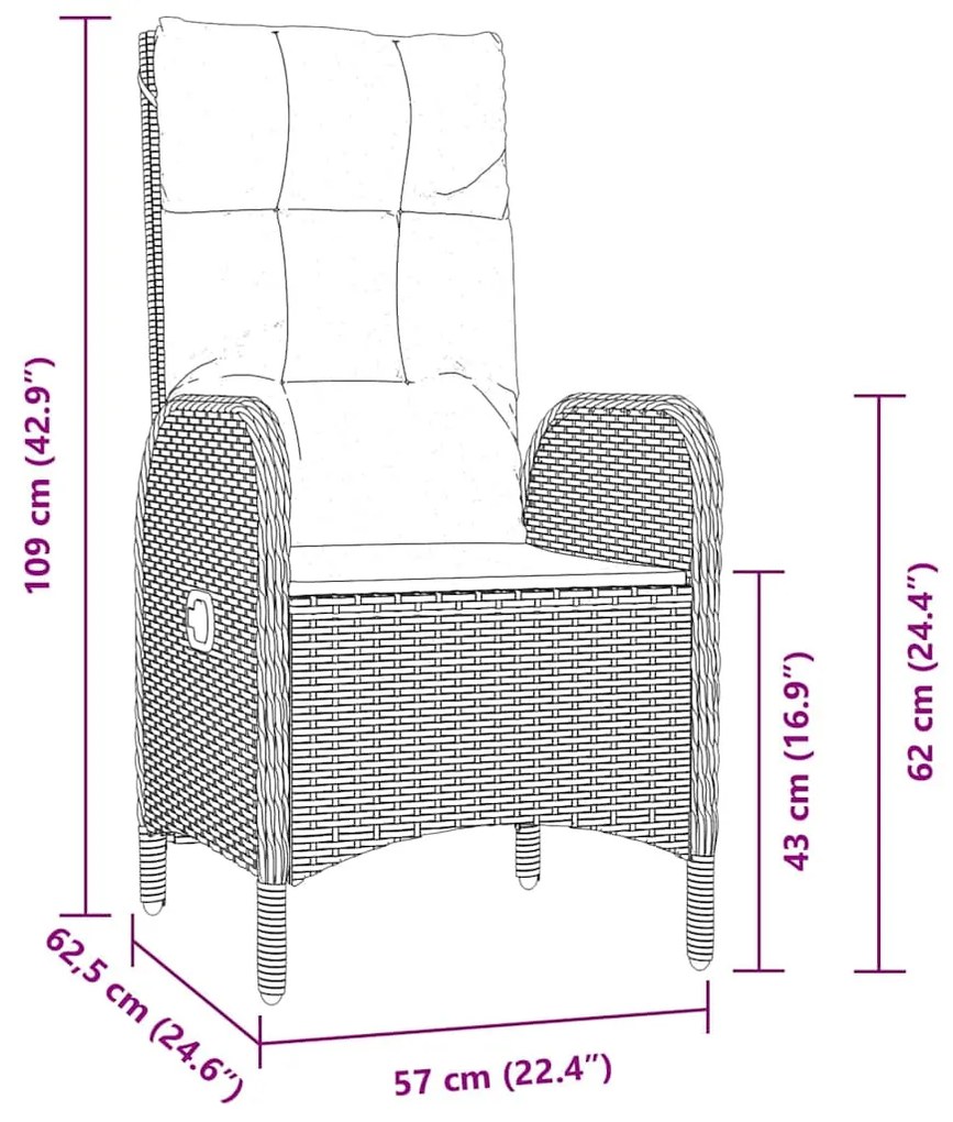 Conjunto de Jantar para Jardim com 3 Peças em Rattan Sintético Preto