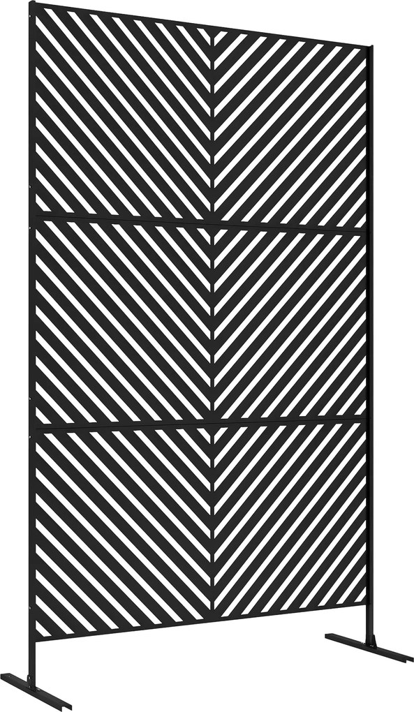 Painel decorativo de proteção visual para exterior com padrão geométrico perfurado em metal - 122 x 45 x 198 cm, preto