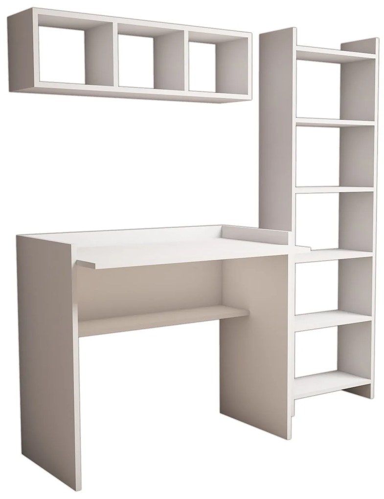 Secretária de Estudo e Estante Matilda – Branco – Secretária: 90x80x58