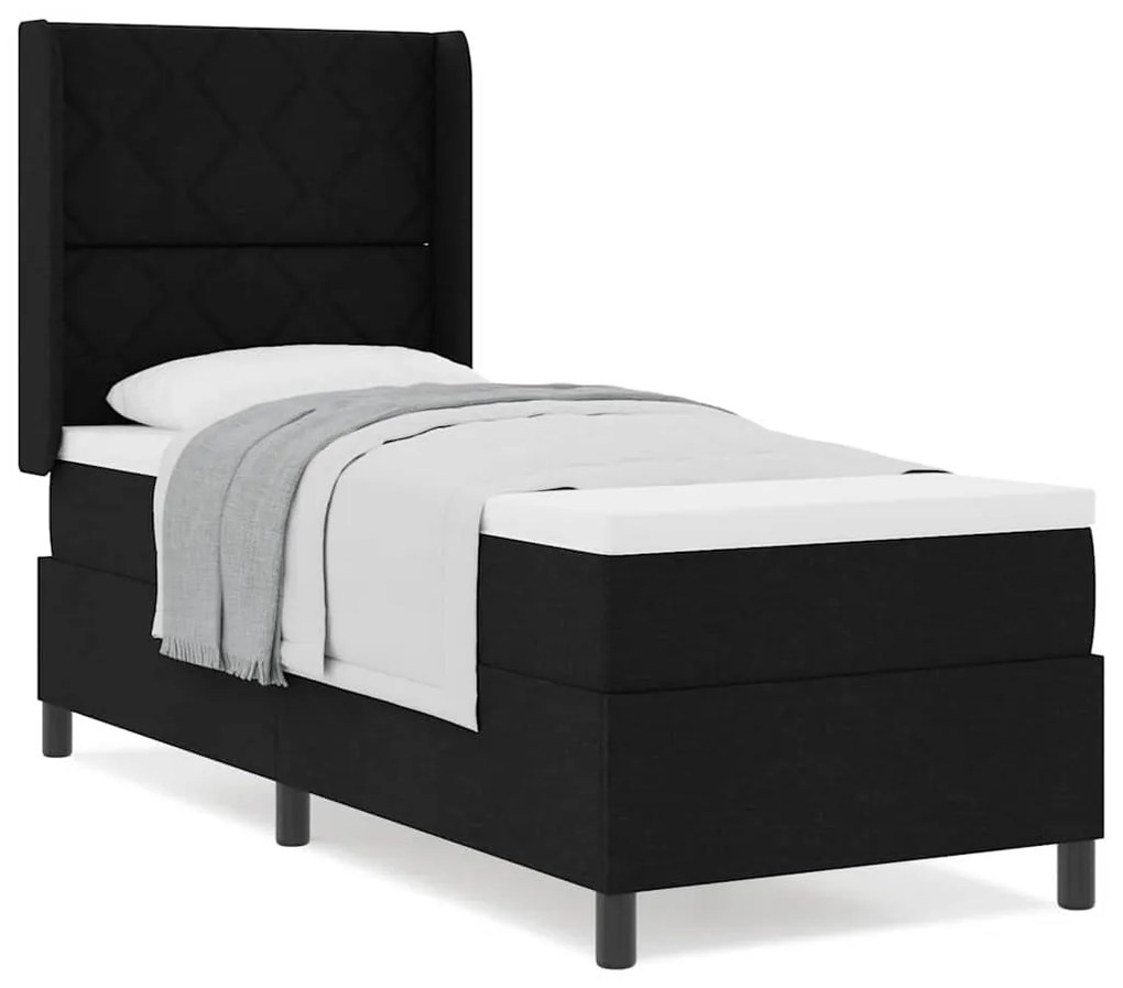 Cama Box com Colchão Preto 80x200 cm em Tecido
