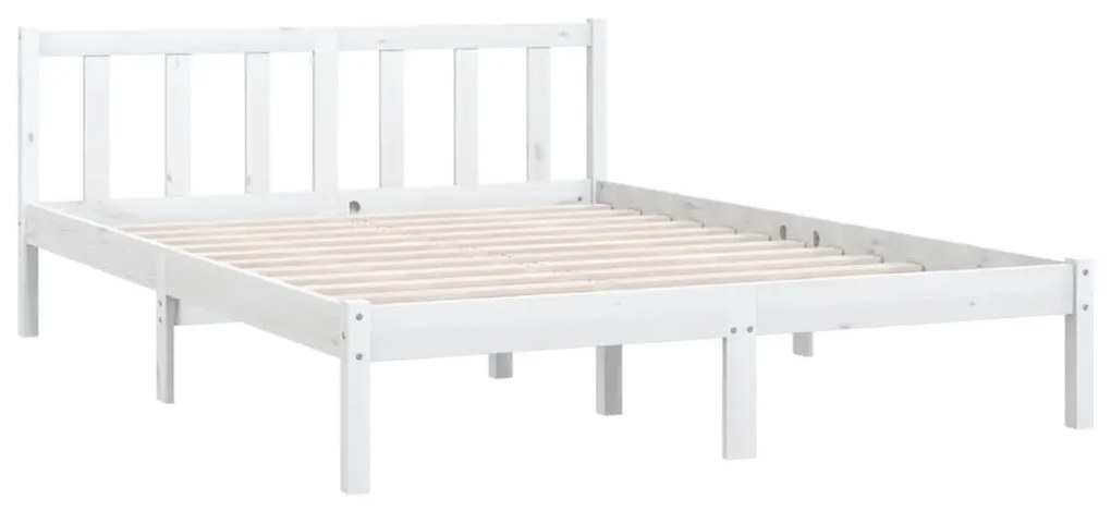 Estrutura de Cama Jane em Madeira de Pinho - 160x200 cm - Branco - Des