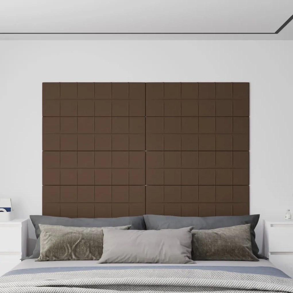 Painel de parede 12 pcs 90x30 cm tecido 3,24 m² castanho
