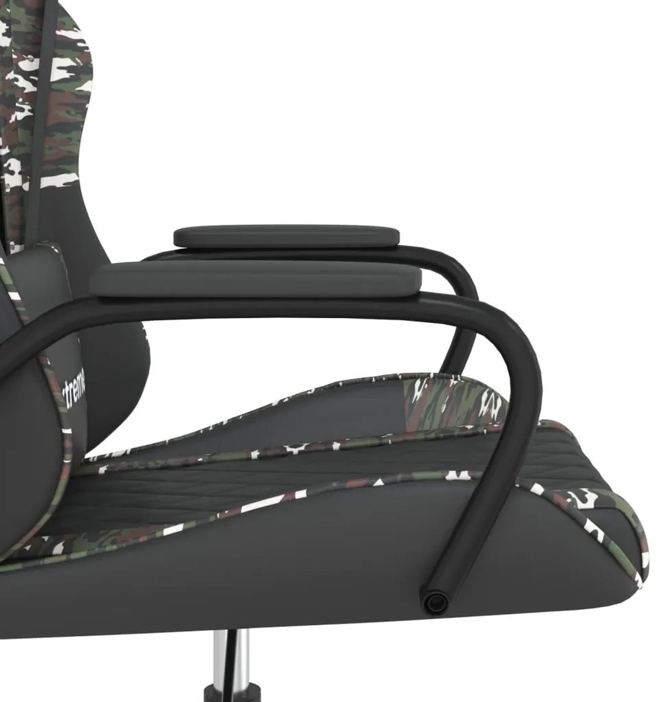 Cadeira gaming massagens couro artificial preto e camuflagem