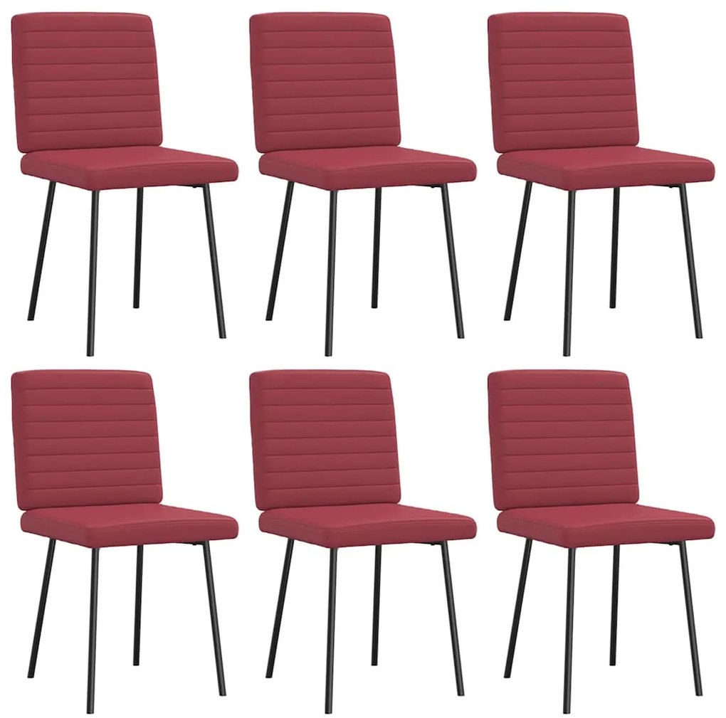 vidaXL Cadeiras de jantar 6 pcs couro artificial vermelho-tinto