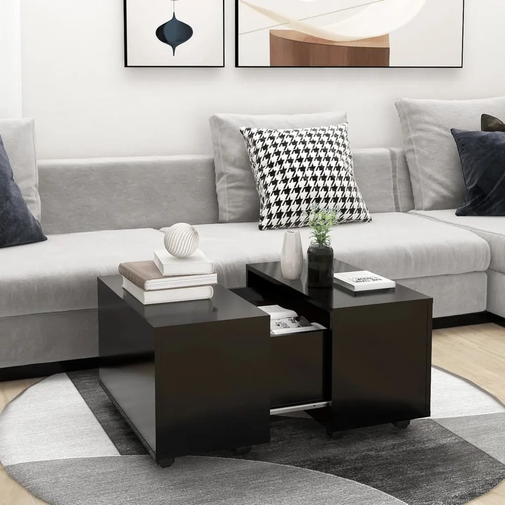 vidaXL Mesa de centro 60x60x38 cm derivados de madeira preto