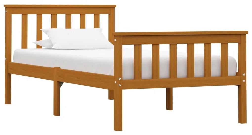 vidaXL Estrutura de cama 100x200 cm pinho maciço castanho mel