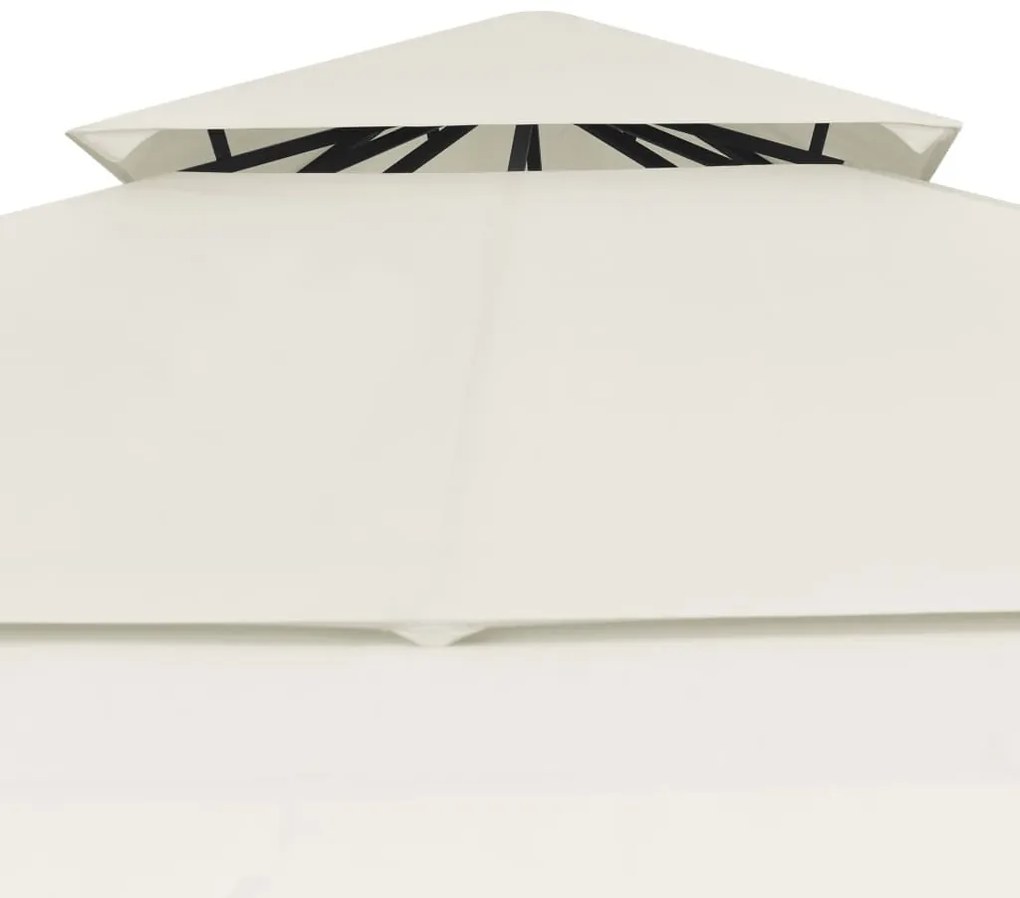Gazebo com toldos duplos extensíveis 3x3x2,75 m 180 g/m² creme