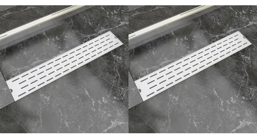 VidaXL Dreno de chuveiro linear 2 pcs linhas 630x140 mm aço inoxidável