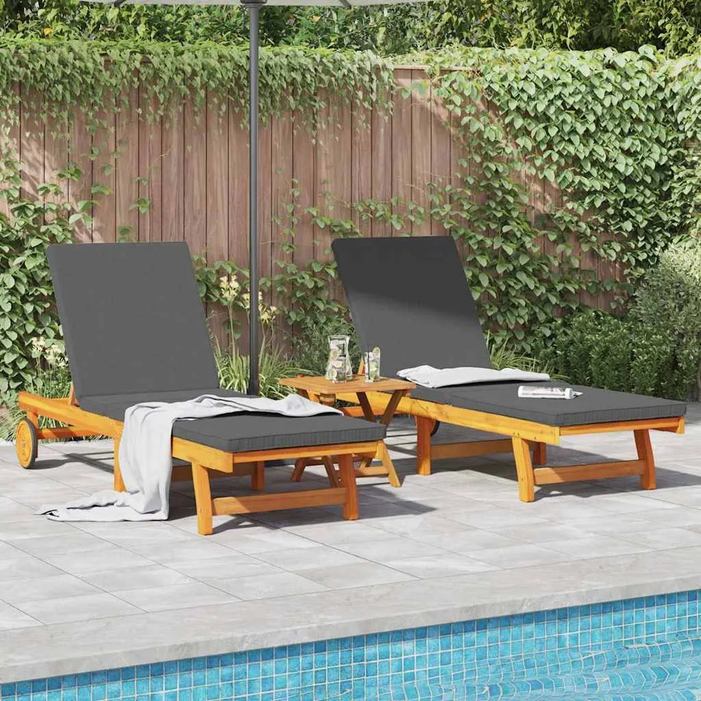 vidaXL Espreguiçadeira com almofada 2 pcs Castanho 63 x 199 x 85cm