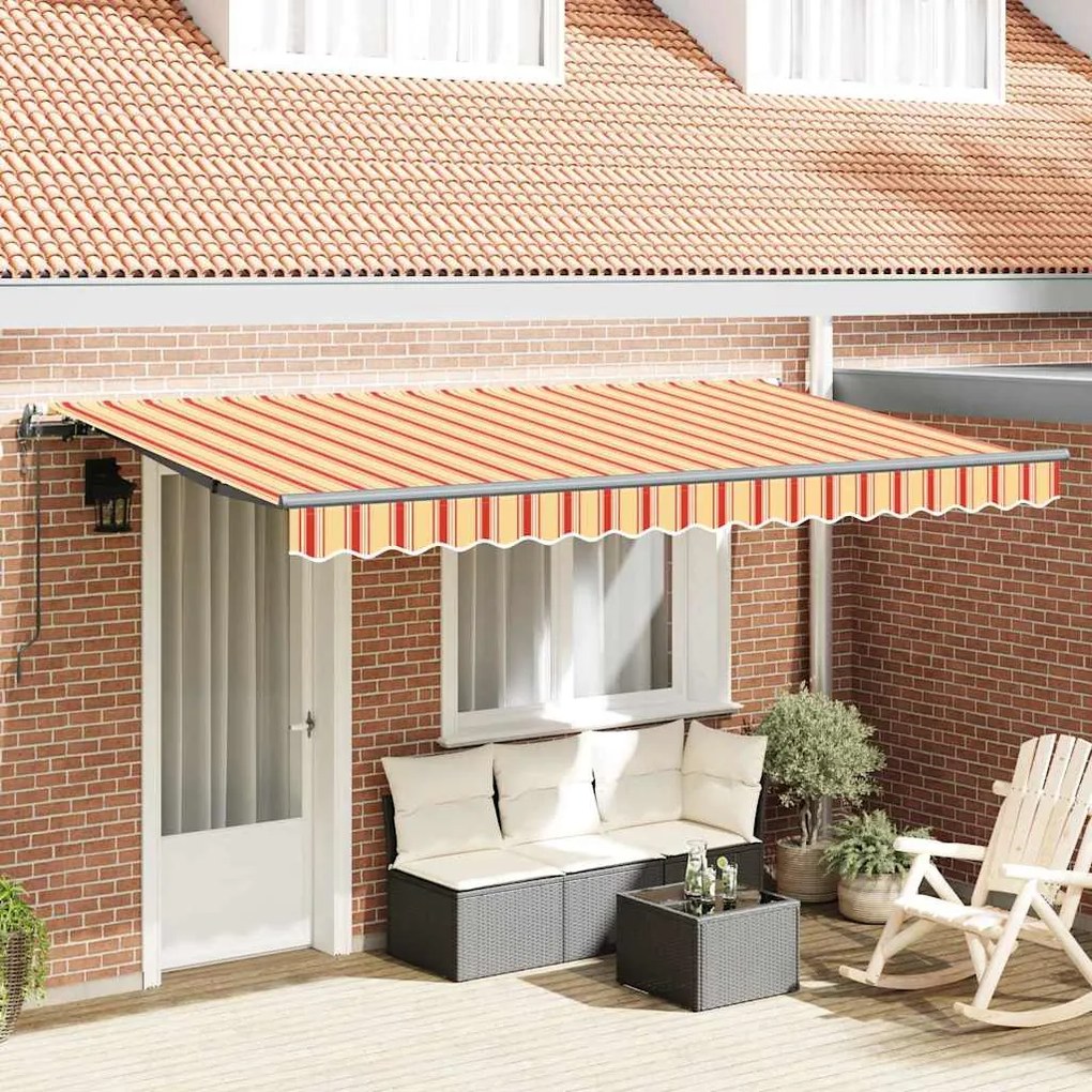 vidaXL Toldo Retrátil Amarelo e Laranja e Branco