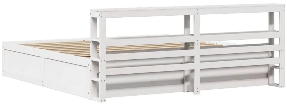Estrutura de cama com cabeceira 180x200cm pinho maciço branco