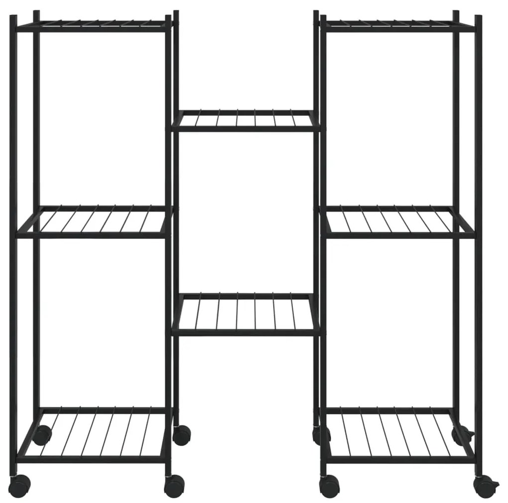 Suporte de vasos c/ rodas 83x25x83,5 cm ferro preto