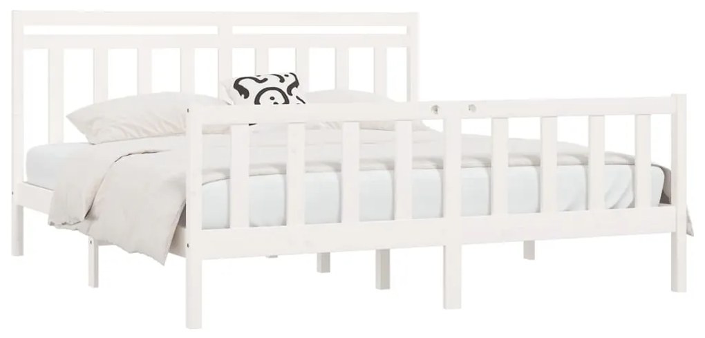Estrutura de cama 200x200 cm madeira de pinho maciça branco